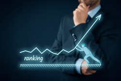 Increase ranking concept. Businessman plan to increase ranking of his company or website.