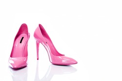 Beautiful Elegance and Luxury Pink High Heel Isolated on White Background. - Image          