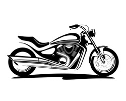 black and white illustration of a motorbike