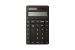 Elegant office calculator with solar panel isolated white background