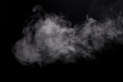 Photo white isolated mist of e-cigarette
