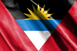 Antigua and Barbuda flag on soft and smooth silk texture