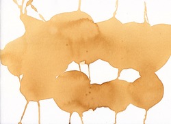 Stains of coffee isolated on white background. Coffee stains on white paper.  Coffee stains for background. Texture of paper.