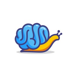 Snail- brain, think fast and slow creative concept.