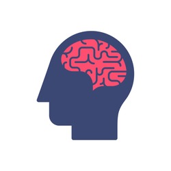 Human head and brain vector icon. Mind concept.