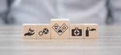 Wooden blocks with symbol of hse concept