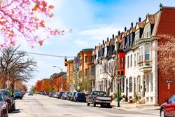 Baltimore streets in spring, Maryland, USA