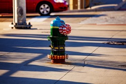 Funny color hydrant on the street of Detroit, Michigan, USA