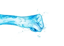 Fist hand made of water illustration concept image isolated on white