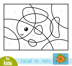 Color by dots, education game for children, Fish