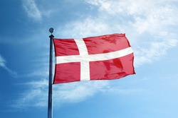 Flag of Denmark on the mast