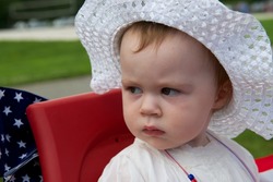 Infant/Toddler Girl dressed as Betsy Ross for Fourth of July Parade