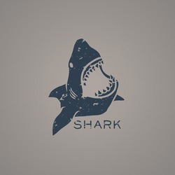 Shark logo with grunge style. Vector Illustration