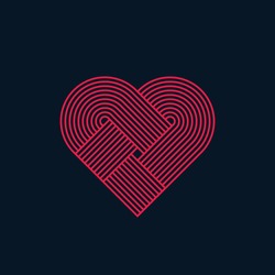 Abstract heart, twisted lines, line design, vector