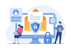 Personal data security, cyber data security online concept illustration, internet security or information privacy. flat vector illustration banner and protection