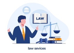 law firm and legal services concept, lawyer consultant, flat illustration vector