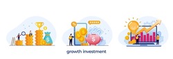 investment concept, growth, fund, financial and accounting, trading, deposit vector flat design illustration vector