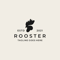 Vintage Hipster Rooster head logo design icon illustration