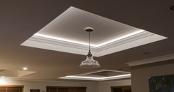Decorative recessed ceiling with LED strip lighting (Secret Lighting)