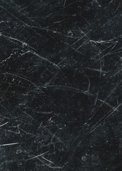White scratches and dust on black background. Vintage scratched grunge plastic broken screen texture. Scratched glass surface wallpaper. Space for text