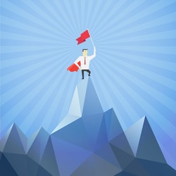 Businessman go to the top of mountain - Vector 