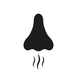 Nose Human Smell Black Silhouette Icon. Nasal Odor Sniff Glyph Pictogram. Bad Aroma Air Breath Flat Symbol. Nose Loss Sense Scent Smell Sign on White Background. Isolated Vector Illustration.