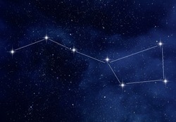 Amazing starry night sky with Ursa Major constellation or the Great Bear and the Big Dipper constellation