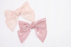 Beautiful hair bow for girls. Fashion accessory for girls hair on white background. 