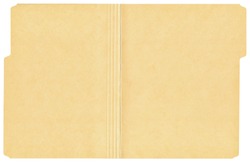 Open manila folder isolated on a white background.
