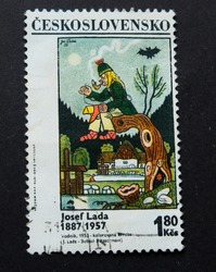 Lviv Ukraine - September 16, 2017; The Polish postage stamp, around 1967, depicts a fish, is shot on a black background