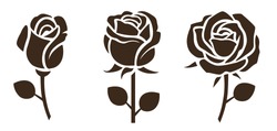 
Flower icon. Set of decorative rose silhouettes. Vector rose isolated on white