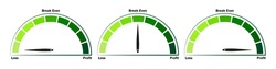 Profit - Loss - Break Even  icon on speedometer. Isolated vector stock illustration EPS 10 File.