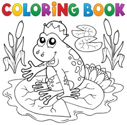 Coloring book fairy tale frog - eps10 vector illustration.