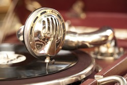 Vintage gramophone with a vinyl