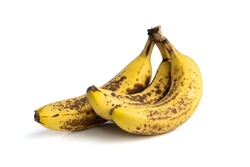 brown ripe bananas with white background