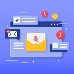 3D illustration of a malicious email concept. Illustrations for websites, landing pages, mobile apps, posters and banners.