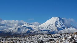 The Mount Ngauruhoe on the north island in Newzealand.
It's a beautiful sunny winterday.