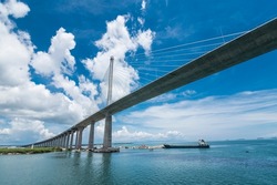 The impressive CCLEX bridge, a large cable-stayed bridge, part of the Cebu–Cordova Link Expressway.