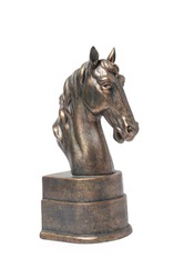 bronze statuette of a horse isolated on white