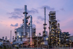 Oil refinery​ and petrochemical plants with a twilight background