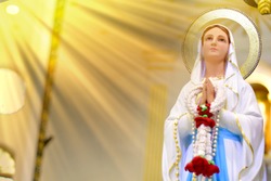 Our lady of Lourdes statue in the church, Thailand. selective focus