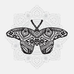 Vector illustration of a Insect mandala for coloring book. Insect Mandala for Silhouette Cameo and Cricut.