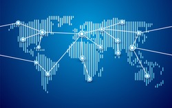 world map connection blue background
