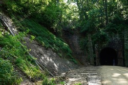 Old train tunnel on Elroy to Sparta Wisconsin nature bike trail 