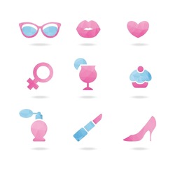 Pink and blue Vector geometric elements for web. Set of design elements