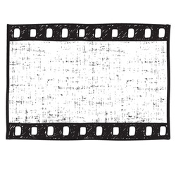  Empty film strip frame hand drawn doodle style,  vector.  Movie dirty background.