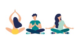 Vector illustration, meditation concept,  vector, yoga health benefits of the body. mind and emotions, thought process 
