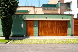 facade beautiful house colors latin american, south america, urban, street, lima, exterior