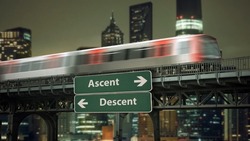 Street Sign the Direction Way to Ascent versus Descent