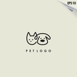 Line Of Head Pet Logo Design. Line Of Head Pet Logo Template. Modern Design. Flat Logo. Vector Illustration